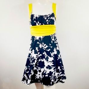 B Darlin Black/White/Yellow Floral Sundress